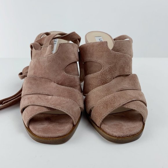 L.K. Bennett Seline Pink Suede Strap Tie Sandals - Picture 7 of 16